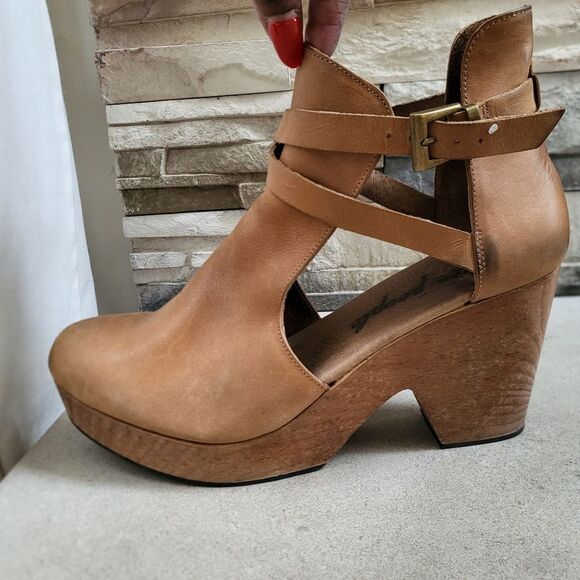 FREE PEOPLE CEDAR LEATHER WOOD BASE CLOG SIZE 41 - Picture 13 of 16